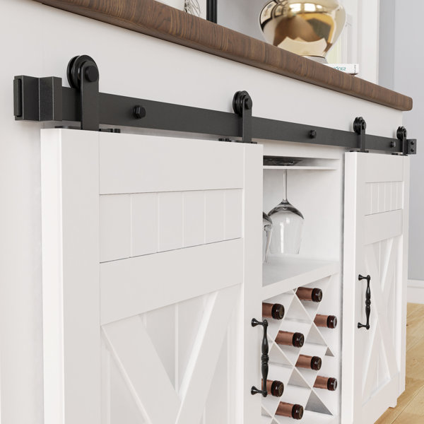 Lazio Sliding 4 Doors J Shape Hanger Double Bypass Barn Door Hardware Kit & Reviews Wayfair Canada
